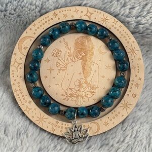 Teal Jasper Beaded Yoga Om Bracelet